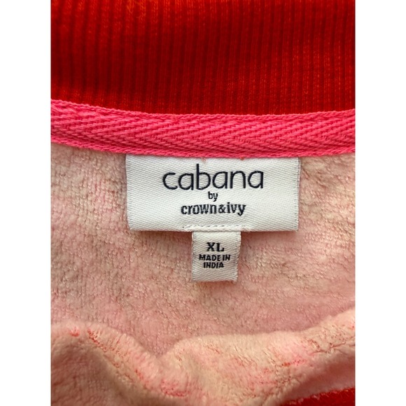 Cabana by Crown & Ivy Pink Red Zebra Print Oversized Fleece Soft Sweatshirt XL - Picture 4 of 8